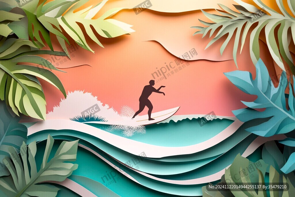 冲浪插画