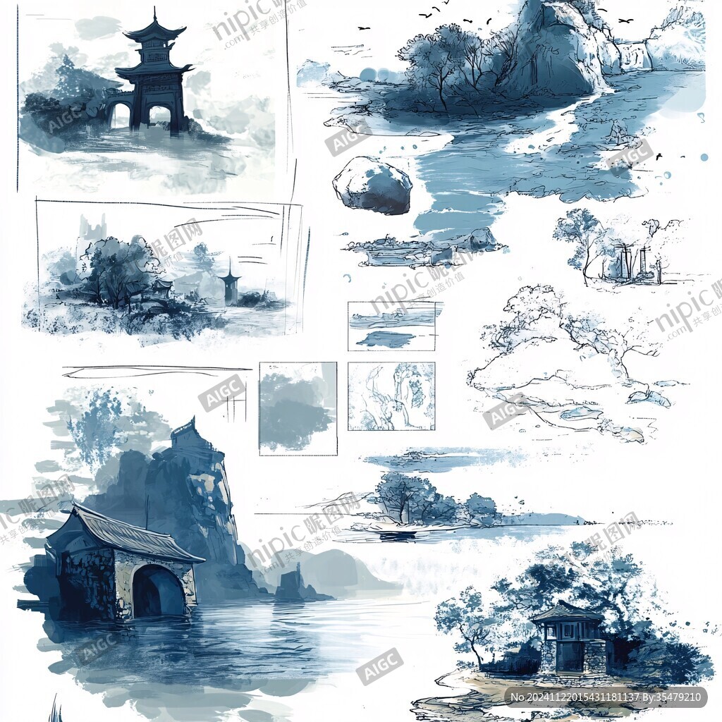 江南园林插画
