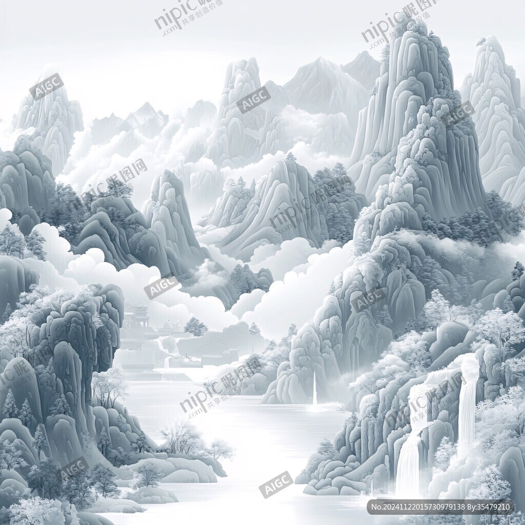 3d工笔山水图