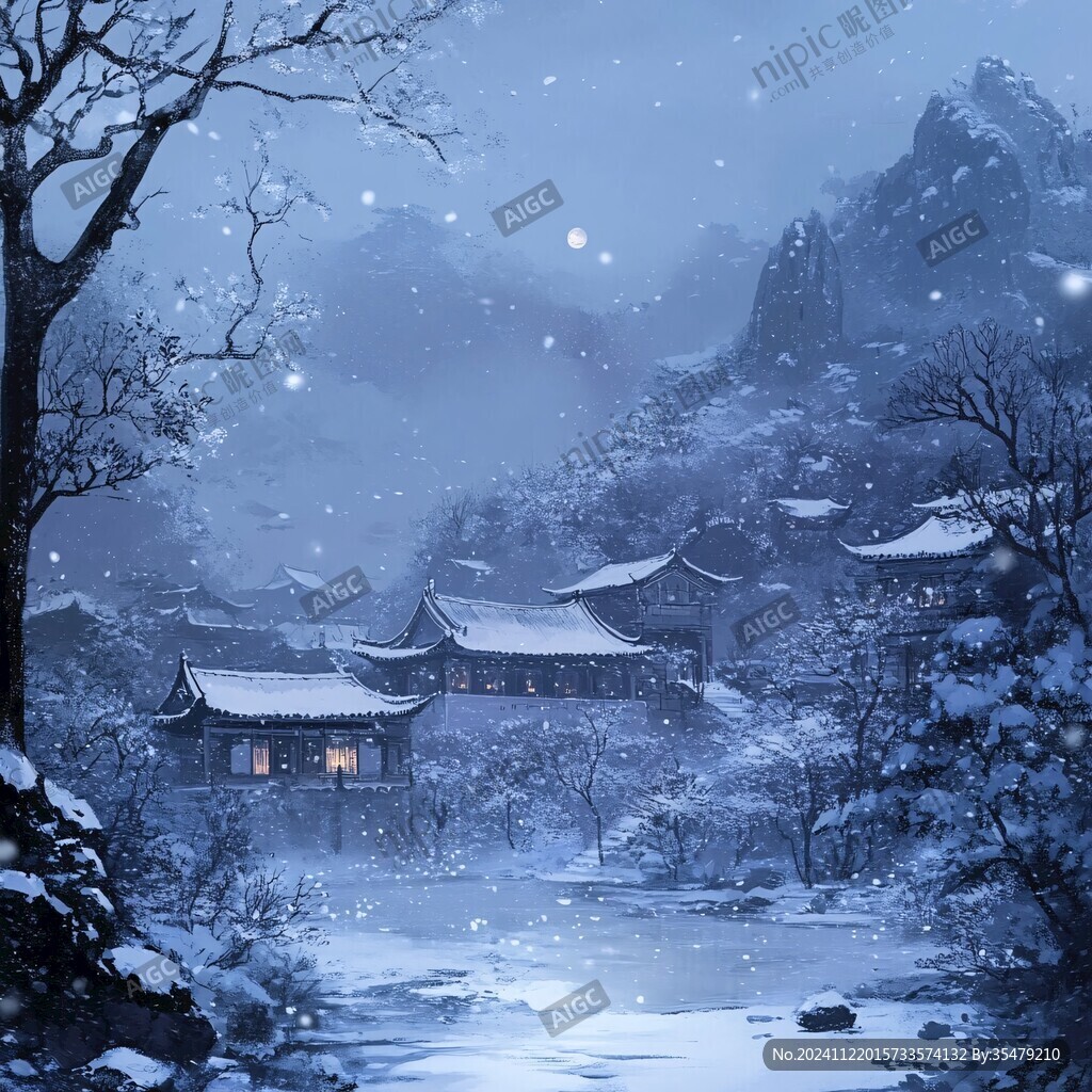 雪景古风插画