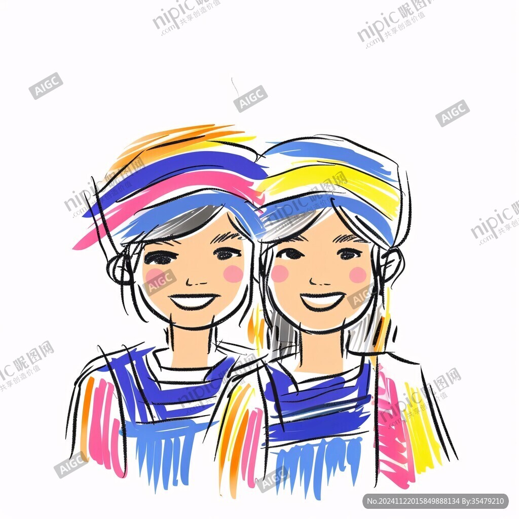 手绘壮族女孩