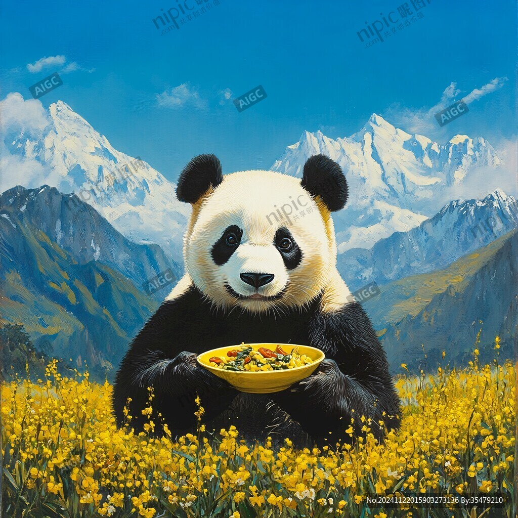 大熊猫美食插画