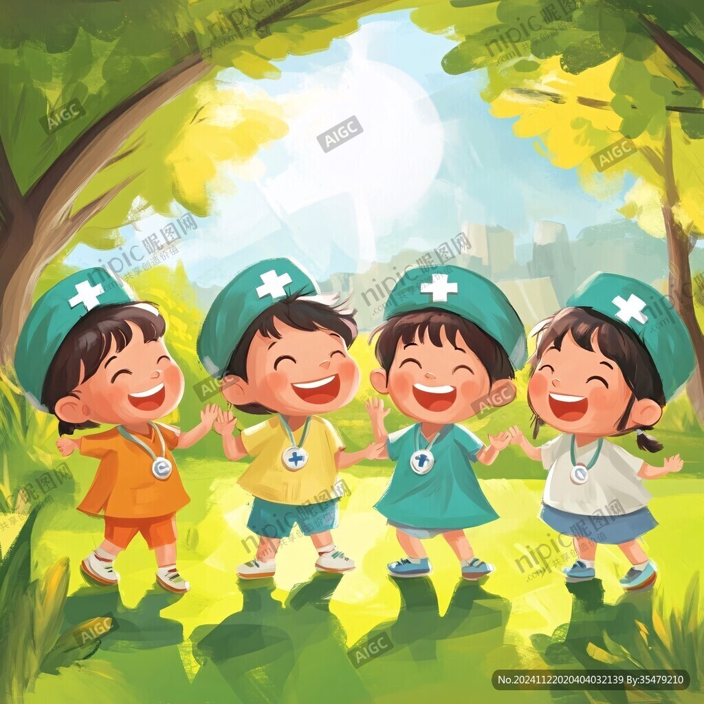卡通儿童幸福户外