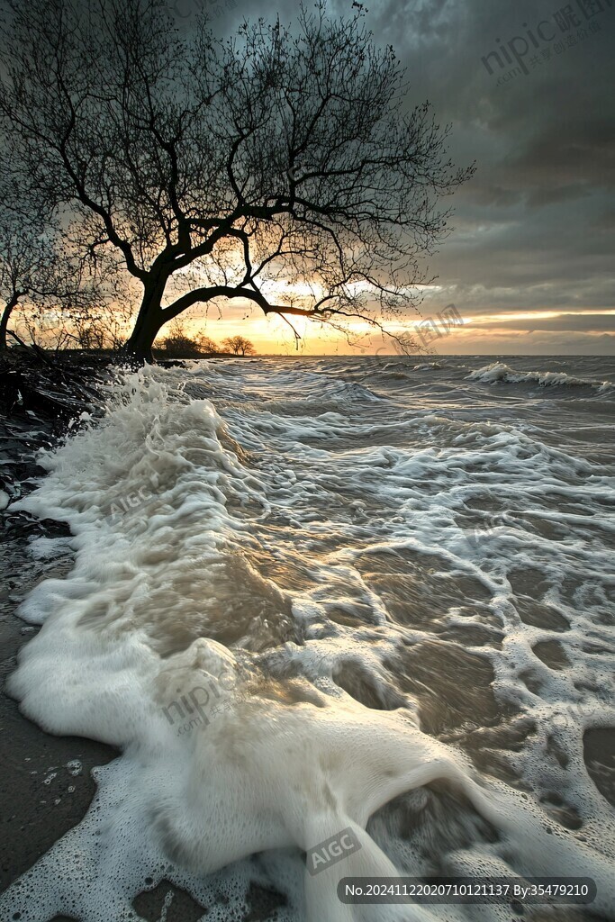 海边夕阳落日风景冰凌