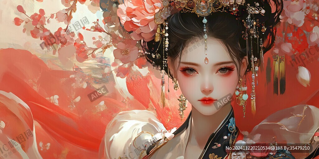 红衣少女设计古风