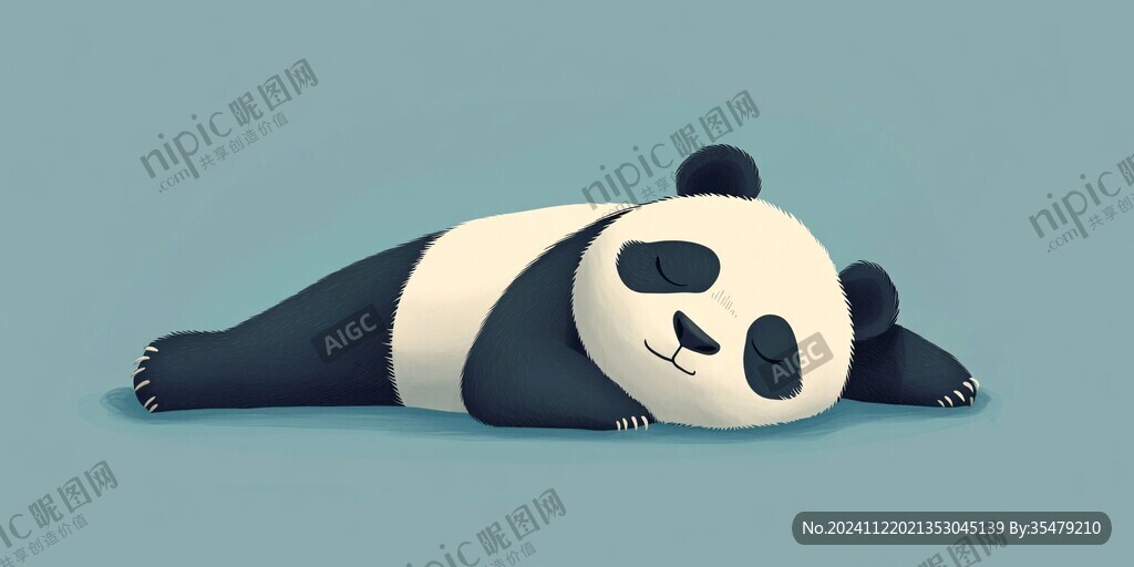 熊猫扁平插画