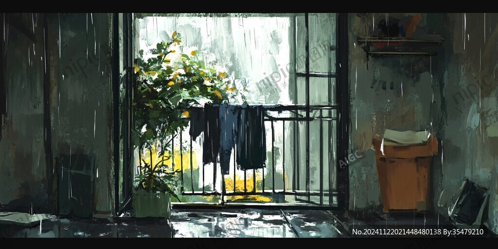 窗台插画