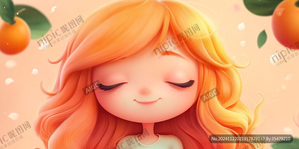 水蜜桃女孩包装插画