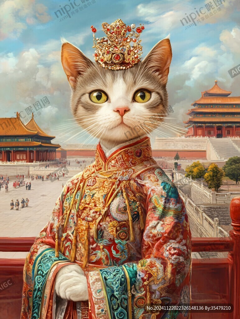 故宫御猫意境插画