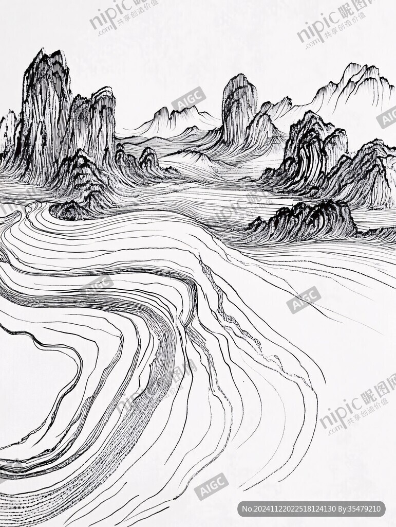 新中式山水线描
