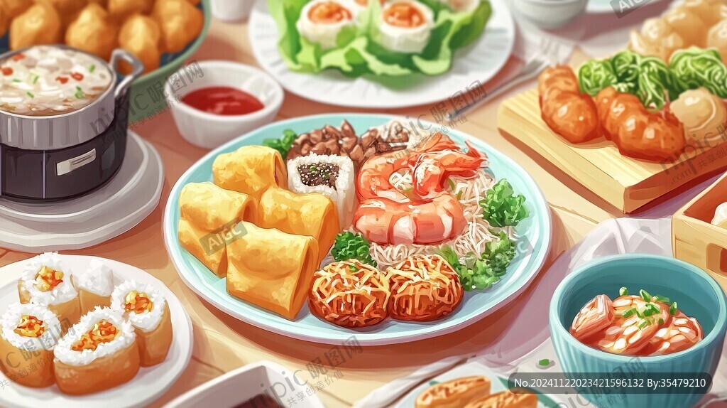 聚餐插画