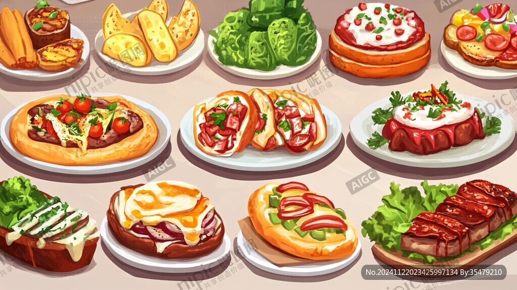 熟食插画