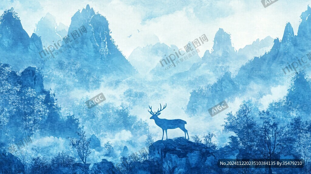 麋鹿禅意山水