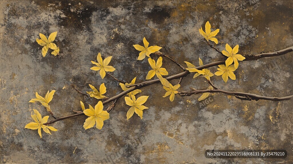 迎春花抽象画