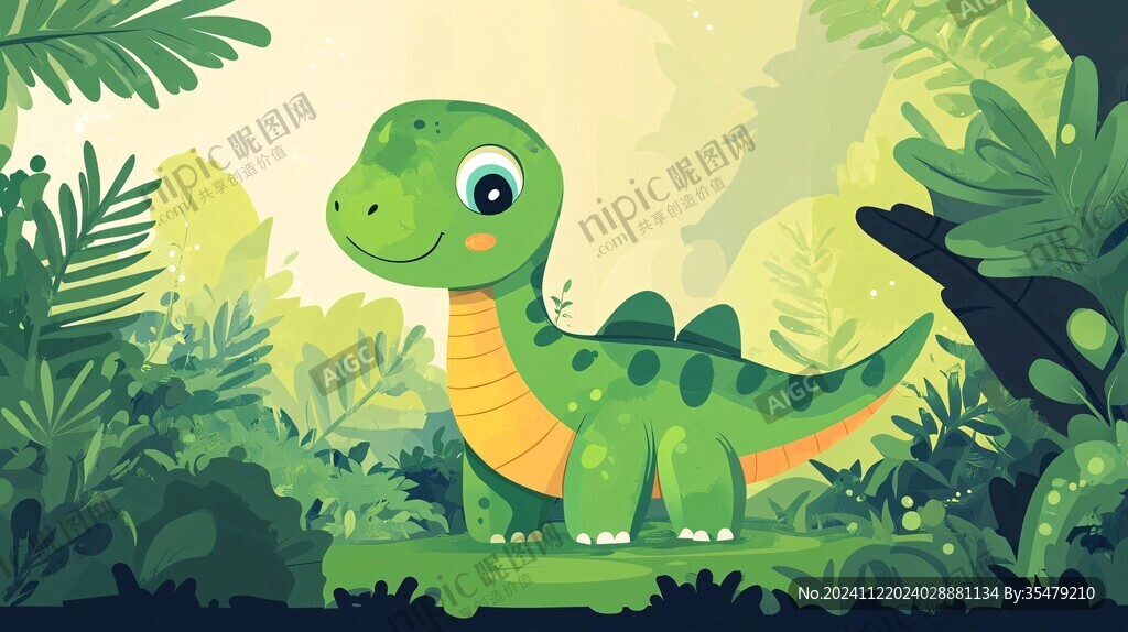 扁平卡通恐龙插画