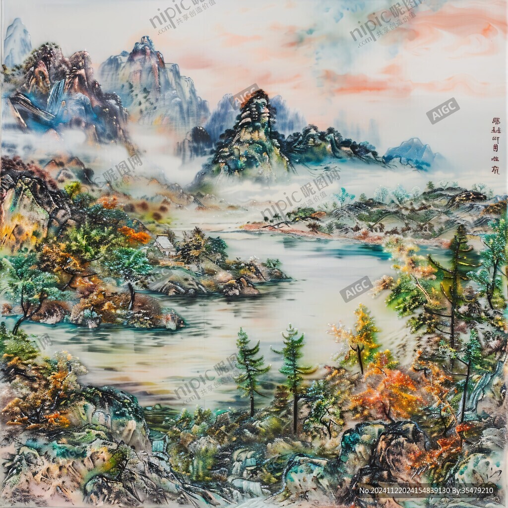 晶瓷山水画