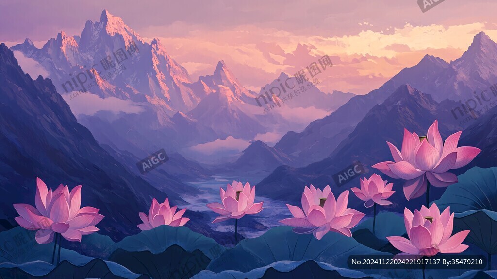 山水荷花