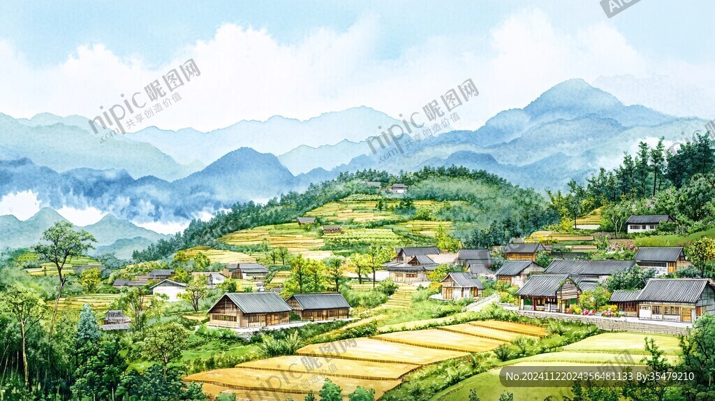 融水县风光插画