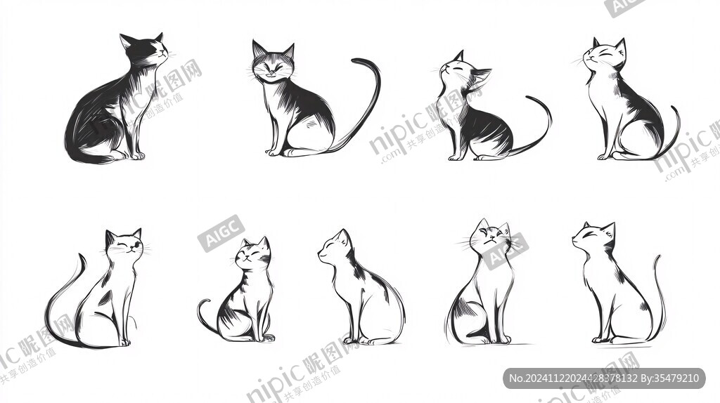 手绘猫素材