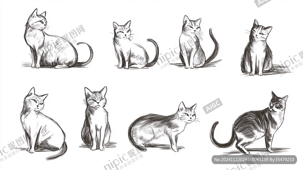 手绘猫素材