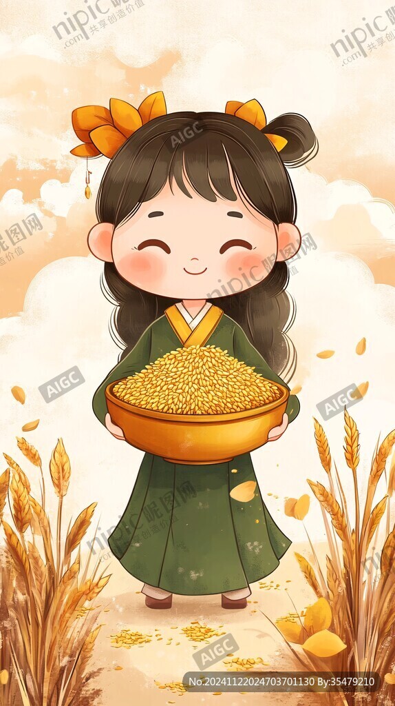 粮食丰收小米插画