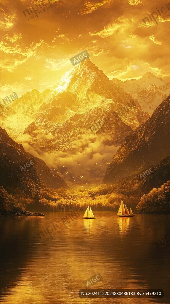 金色房地产山峰河流