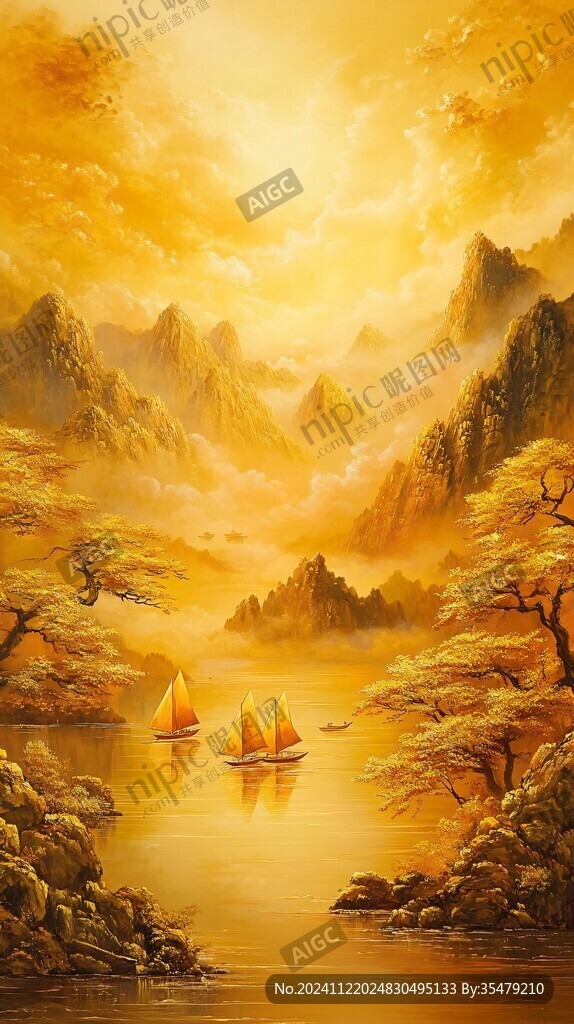 金色山水壁画