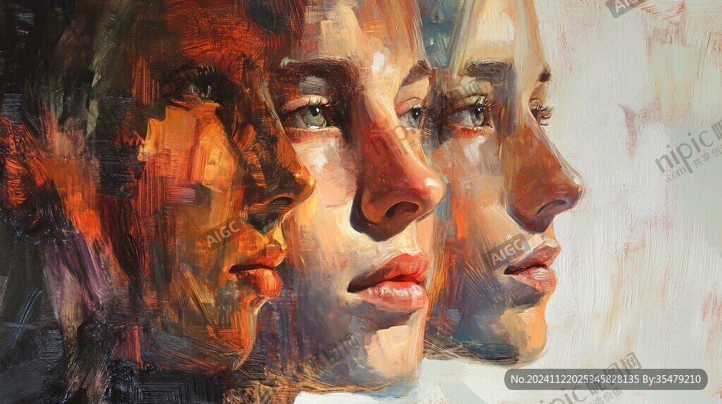 人脸色块拼接装饰画