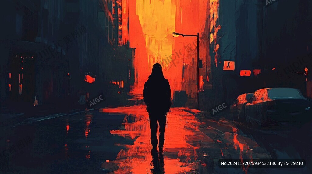 孤独背影插画