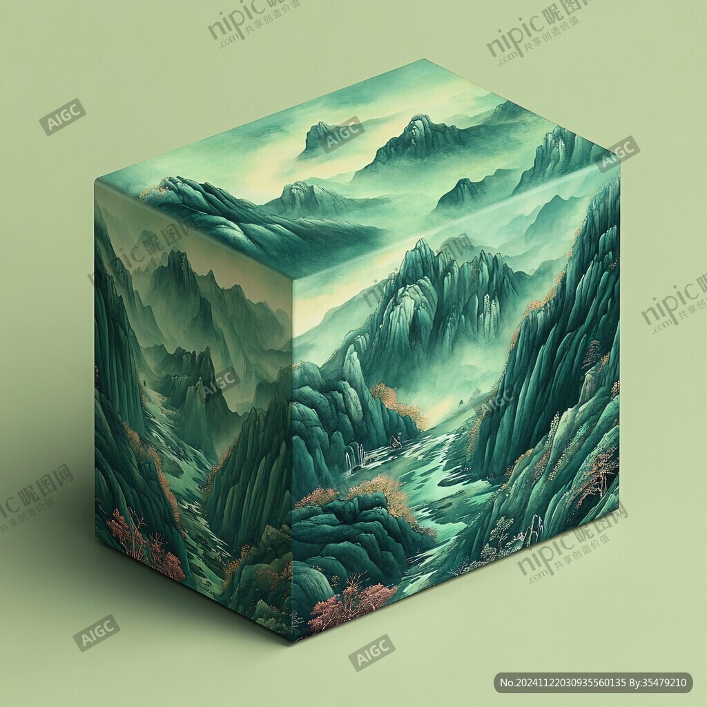 礼盒插画仙山仙境