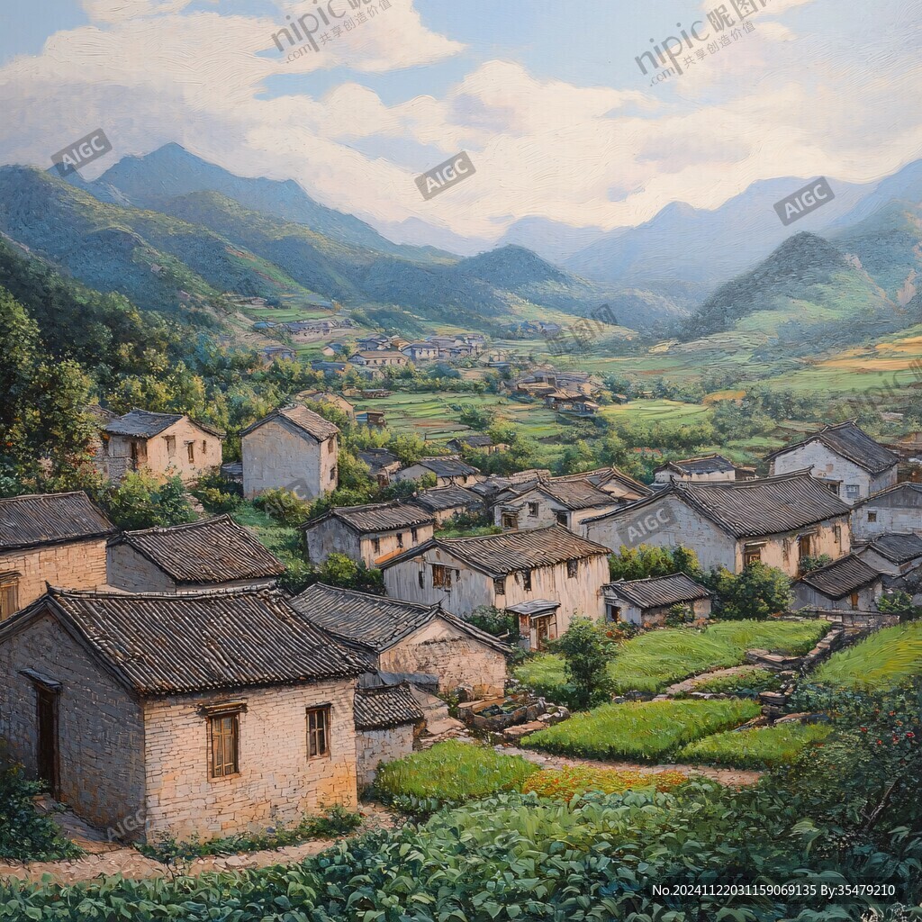 南方乡村油画