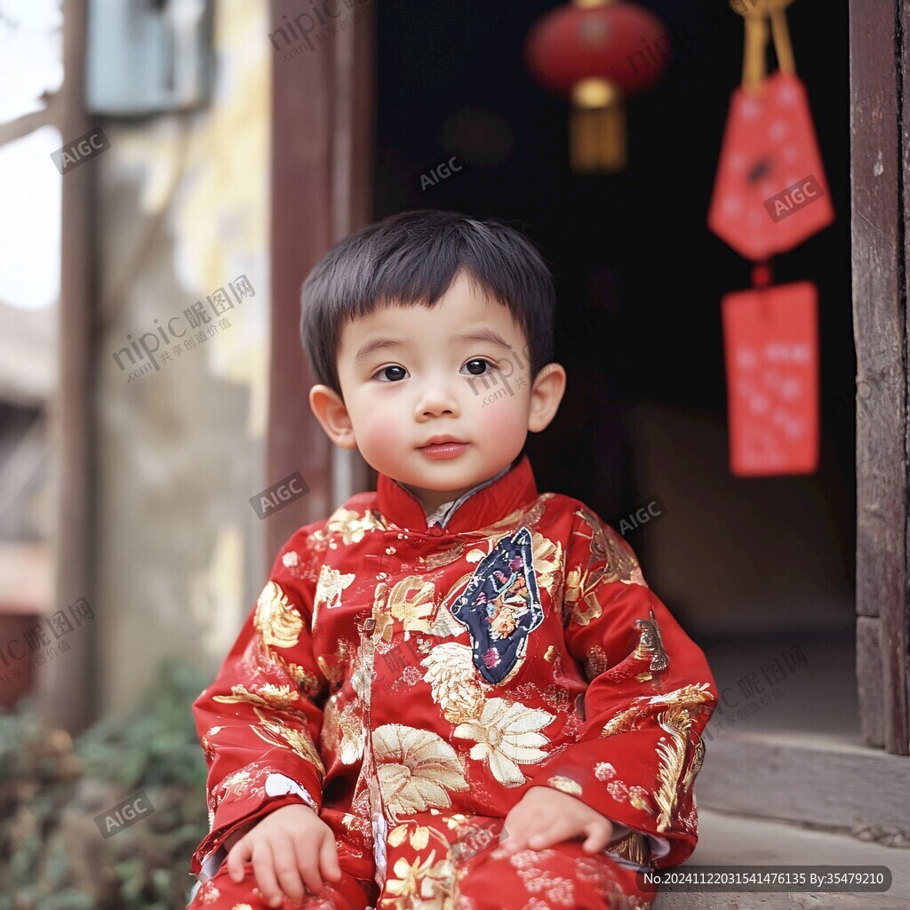 喜庆掌柜小男孩