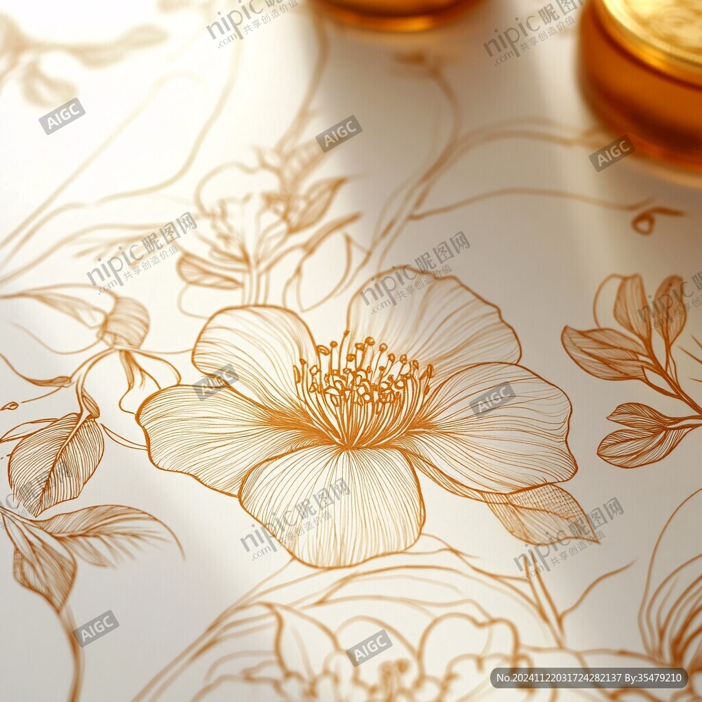 牡丹花线描金轻奢
