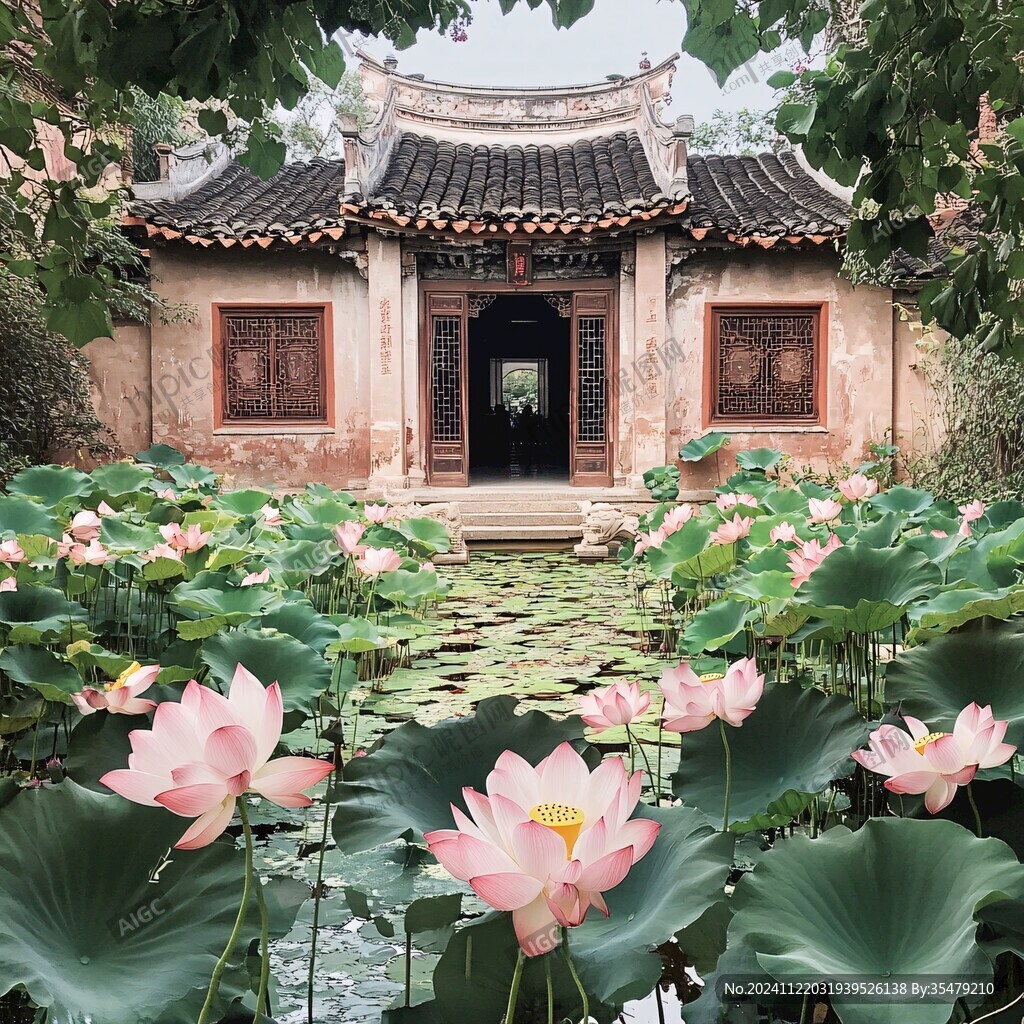 古祠堂荷花