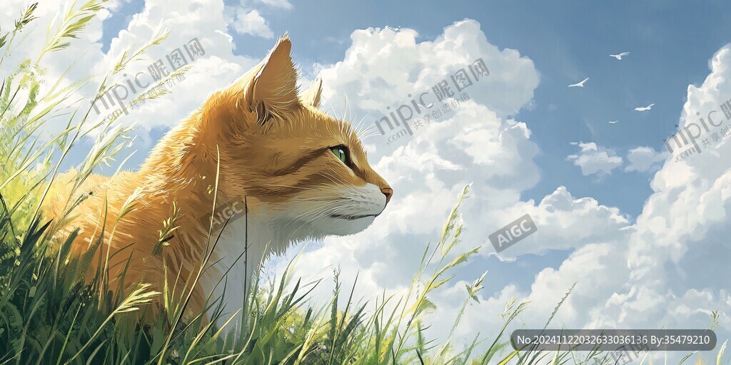 晒太阳的猫插画