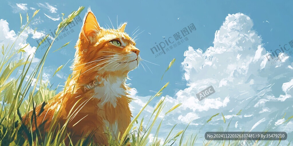 晒太阳的猫插画