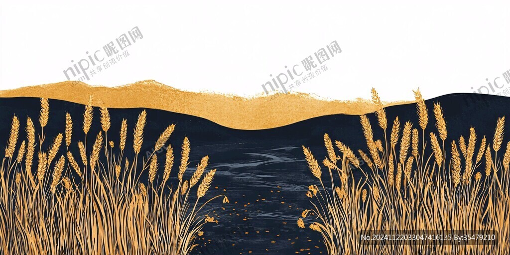 海水稻插画包装