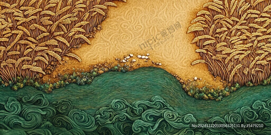 海水稻插画包装
