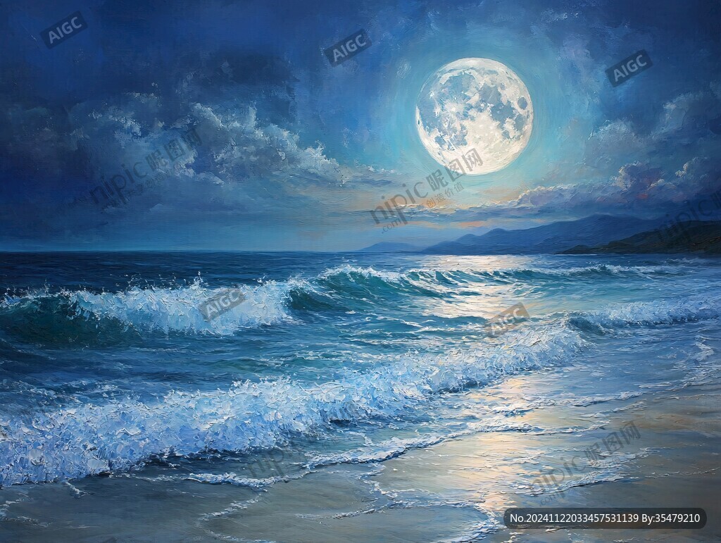 海滩圆月