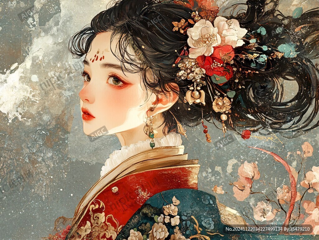 古风美女头像插画封面