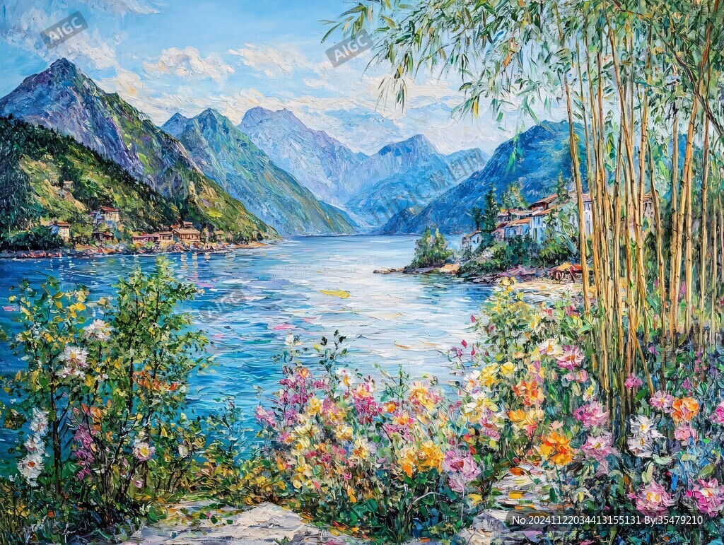 油画山水风景