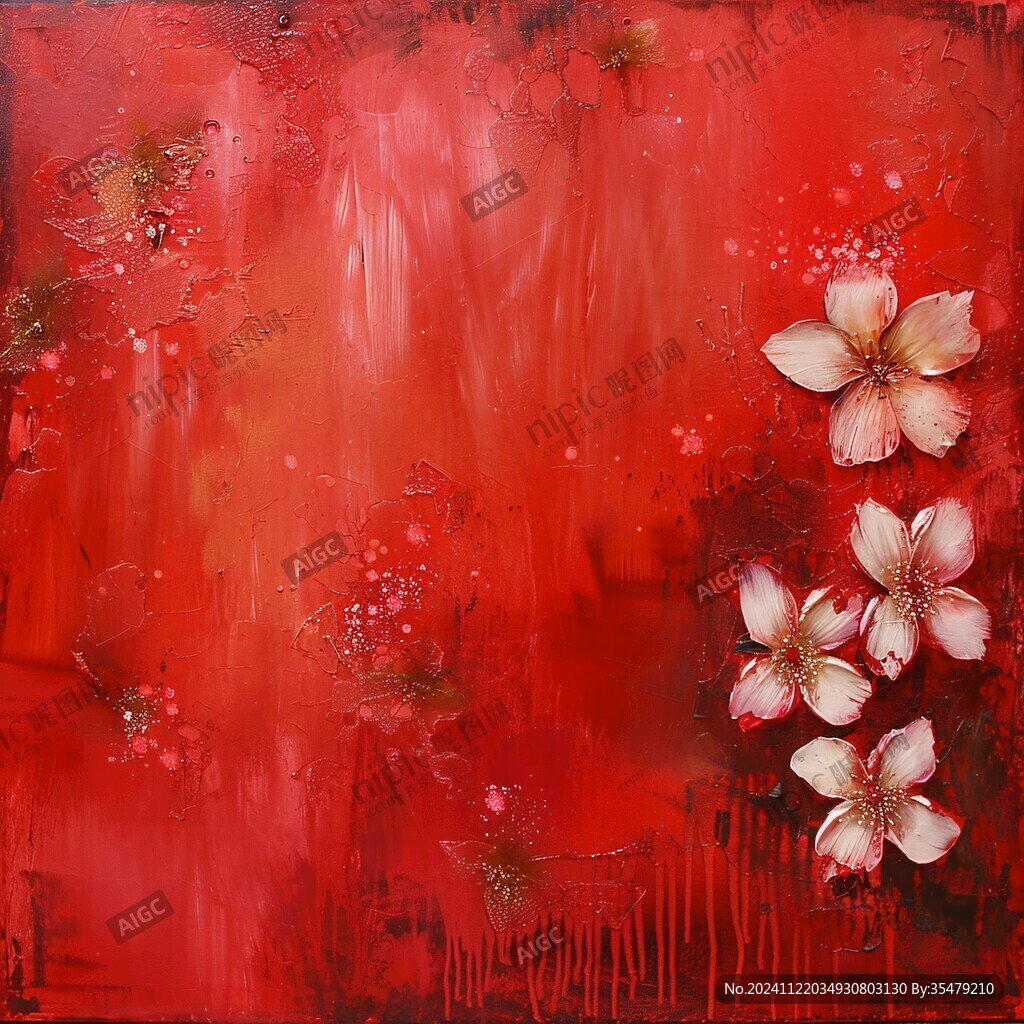 红色鲜花壁画