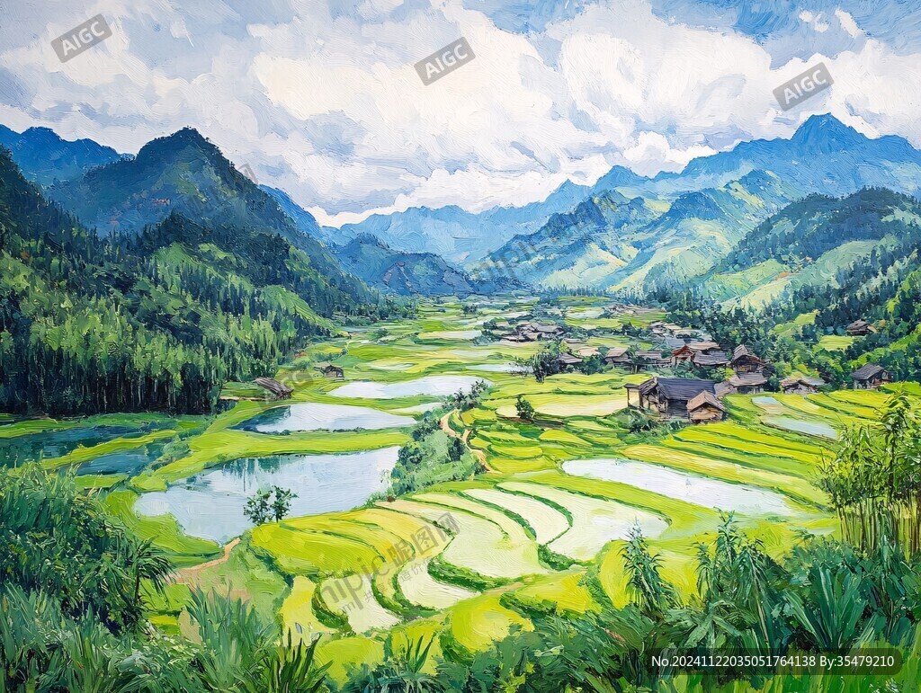融水县风光插画