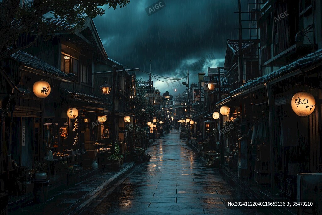 古代街道夜景