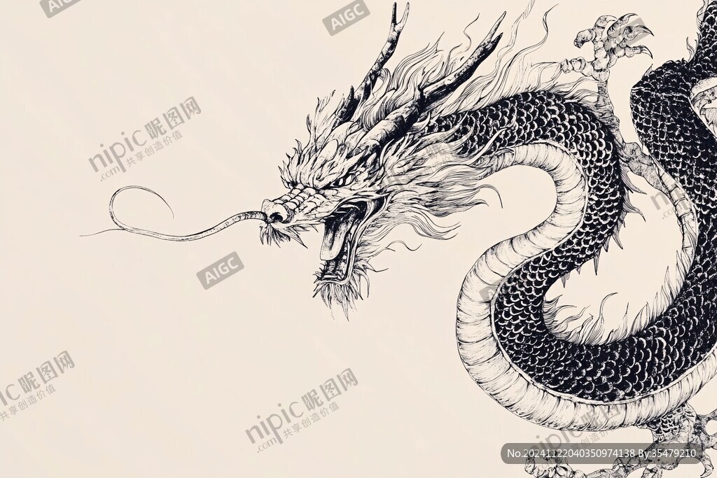 白描手绘龙