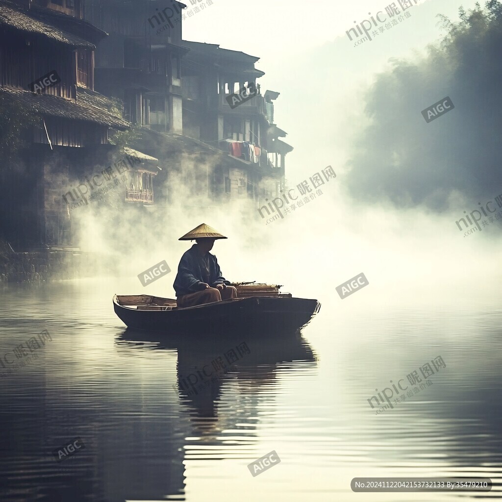 雾中乌篷船