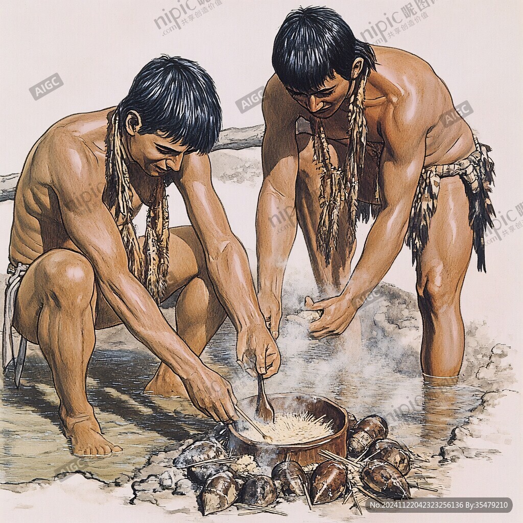 原始人煮食场景