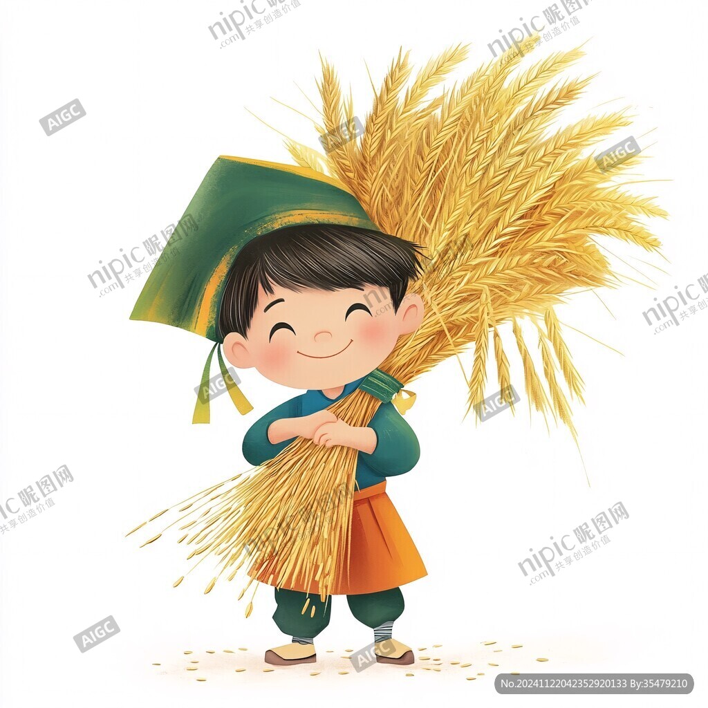 小龙农夫拿麦穗形象
