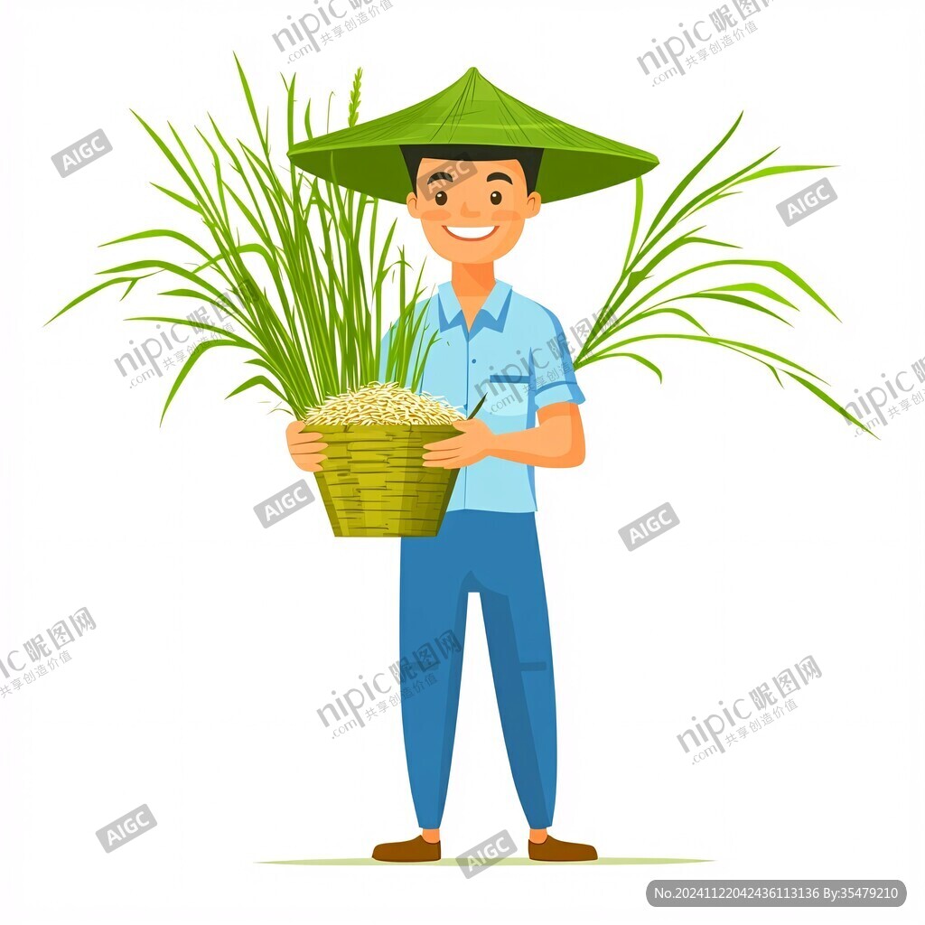 农民抱水稻插图