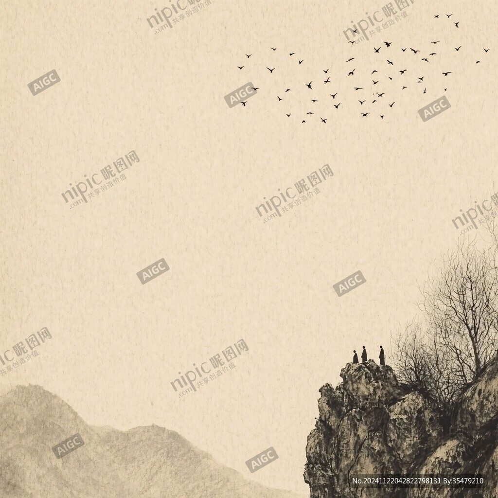 金色山水画背景